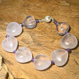 Rosenquarz - Amethyst Edelstein Armband - Blume des Lebens - Edelsteinarmband - 925er Silber Schmuck - #6154