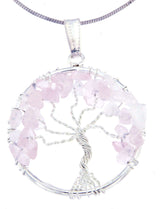 Lebensbaum Anhänger Rosenquarz - Edelstein - Baum des Lebens - A Qualität - 925er Silber versilbert #6732
