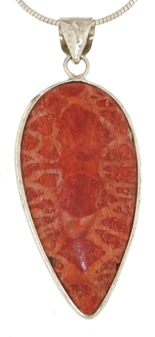 rote Koralle Edelstein Schmuck Ketten Anhänger 925er Silberöse - A Qualität #6904 - seelensteinchen