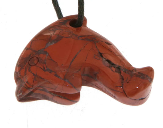 edler roter Jaspis - Delphin Edelstein Schmuck Ketten Anhänger - A Qualität #6955