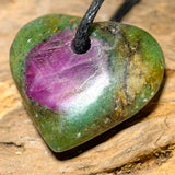 Colgante de corazón de rubí en fuchita de calidad AA para collar #2698