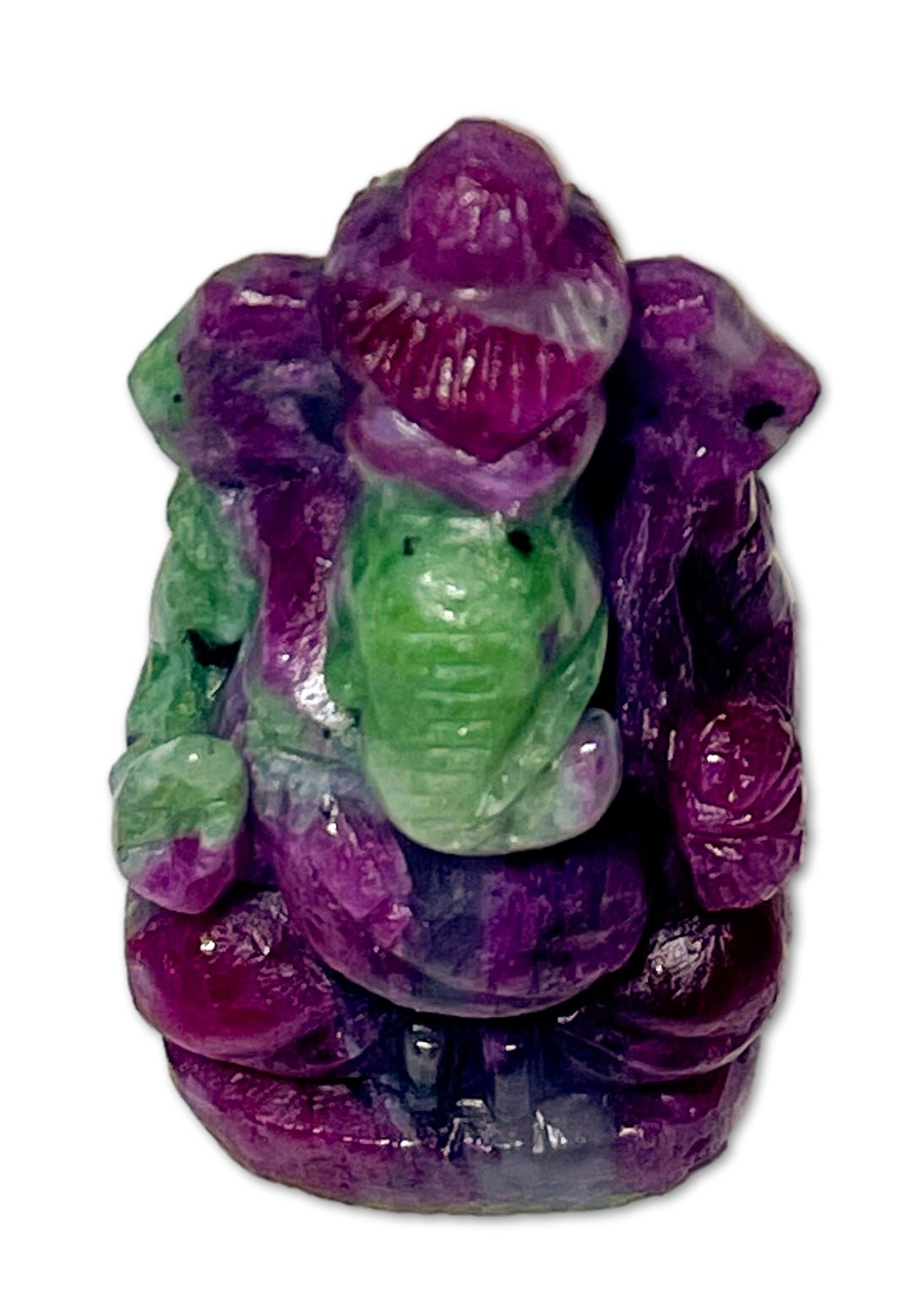 Ganesha Figur aus Rubin - Handgeschnitzt - Edelstein AAA Qualität #3213