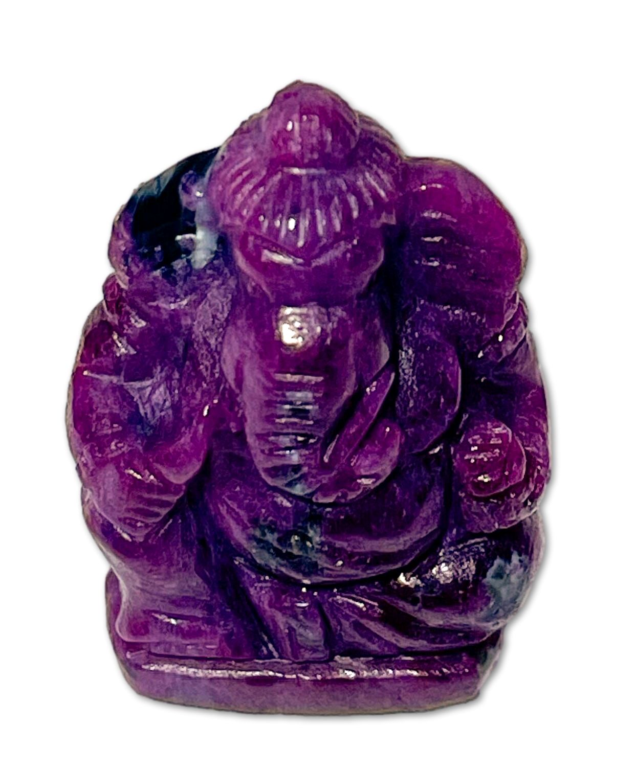 Ganesha Figur aus Rubin - Handgeschnitzt - Edelstein AAA Qualität #7295
