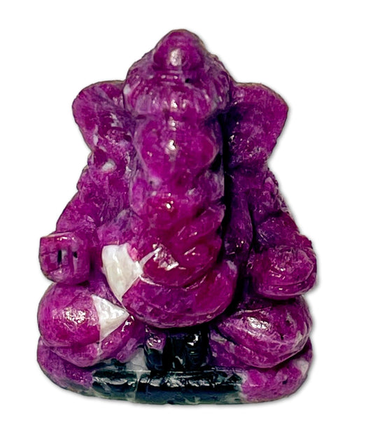 Ganesha Figur aus Rubin - Handgeschnitzt - Edelstein AAA Qualität #7297