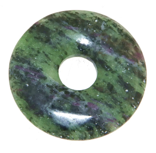 Rubin Zoisit Donut - PI Scheibe - Edelstein Schmuck Ketten Anhänger 30mm - A Qualität #5997