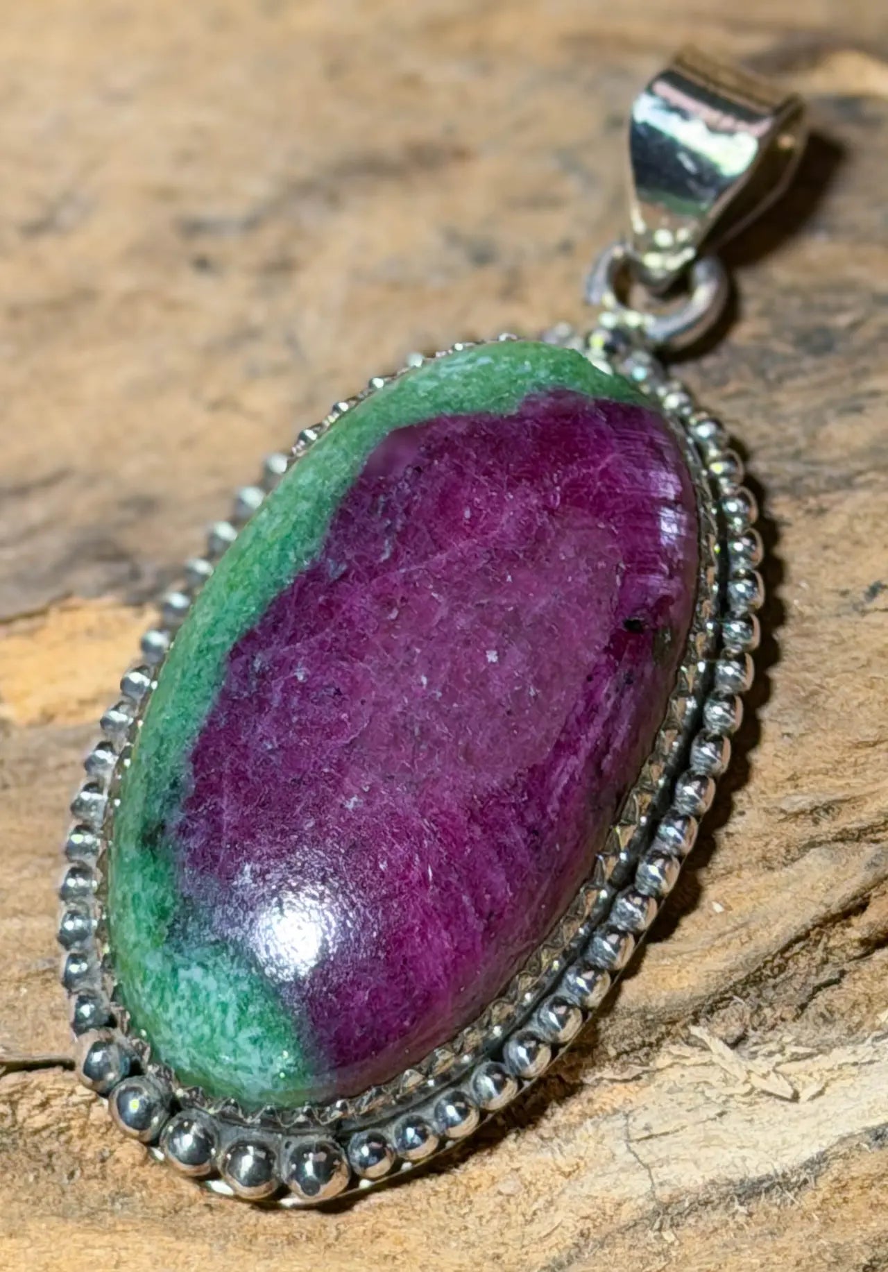 Rubin Zoisit Anhänger - Schmuck - Kette - Collier - 925er Silber #7414