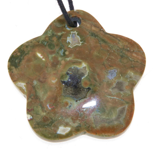 Ryolith Blume Trommelstein Edelstein Schmuck Ketten Anhänger - A Qualität #5759