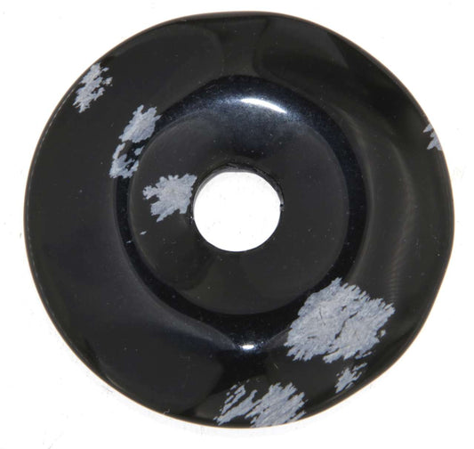 Schneeflockenobsidian - Obsidian Donut Edelstein Schmuck Ketten Anhänger 40mm - A Qualität #6741