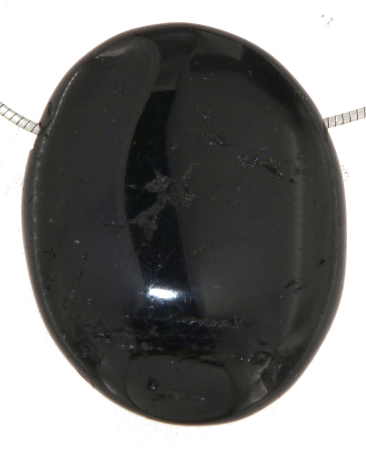 schwarzer Turmalin / Schörl Trommelstein Schmuck Ketten Anhänger - Edelstein A Qualität #6462