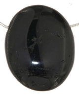 schwarzer Turmalin / Schörl Trommelstein Schmuck Ketten Anhänger - Edelstein A Qualität #6462