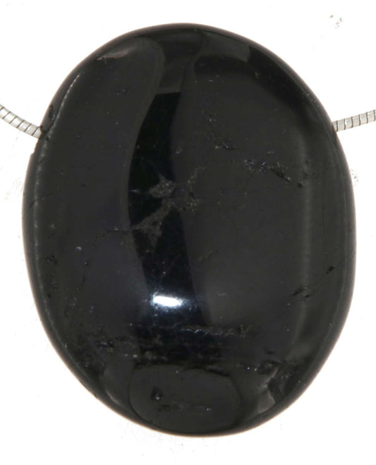 schwarzer Turmalin / Schörl Trommelstein Schmuck Ketten Anhänger - Edelstein A Qualität #6462