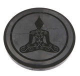 Schungit Platte - Buddha - Untersetzer Glas - 10 x 1cm, poliert - #6516