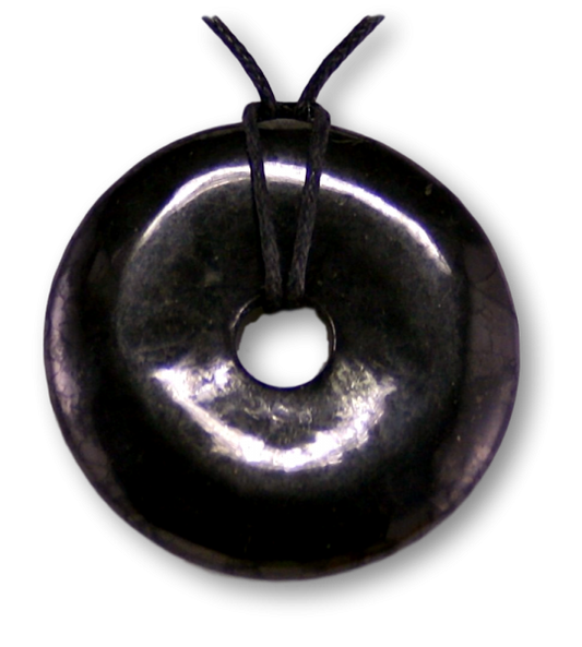 Schungit Donut - PI Scheibe - Edelstein Schmuck Ketten Anhänger AA Qualität 30mm