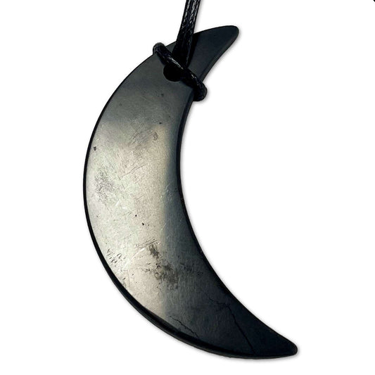 Schungit Anhänger - Mond- Edelstein - Schmuck A Qualität #6632