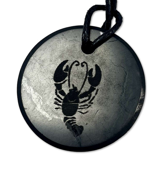 Schungit Sternzeichen Anhänger mit Gravur - Krebs - Edelstein - A Qualität #6625