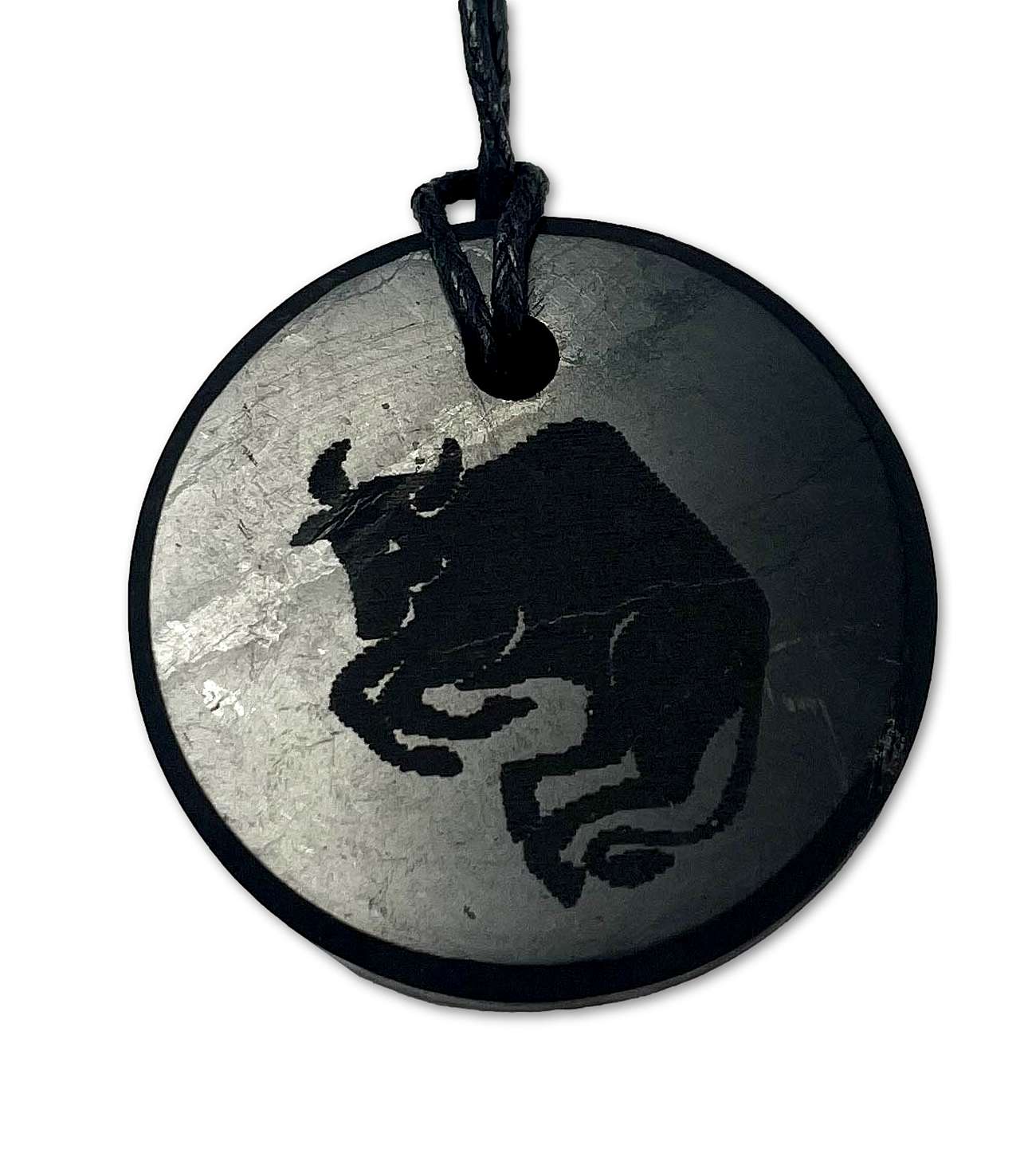 Schungit Sternzeichen Anhänger mit Gravur - Stier - Edelstein - A Qualität #6629