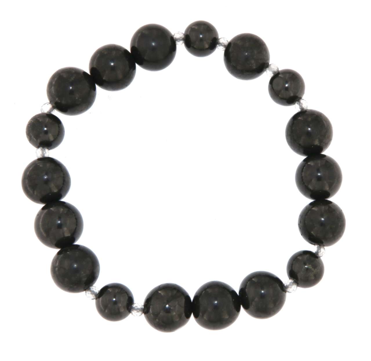 edles Kugel Schungit Edelstein - Schmuck - Armband - 925er Silber #0451