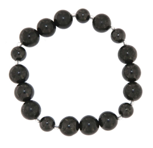 edles Kugel Schungit Edelstein - Schmuck - Armband - 925er Silber #0451