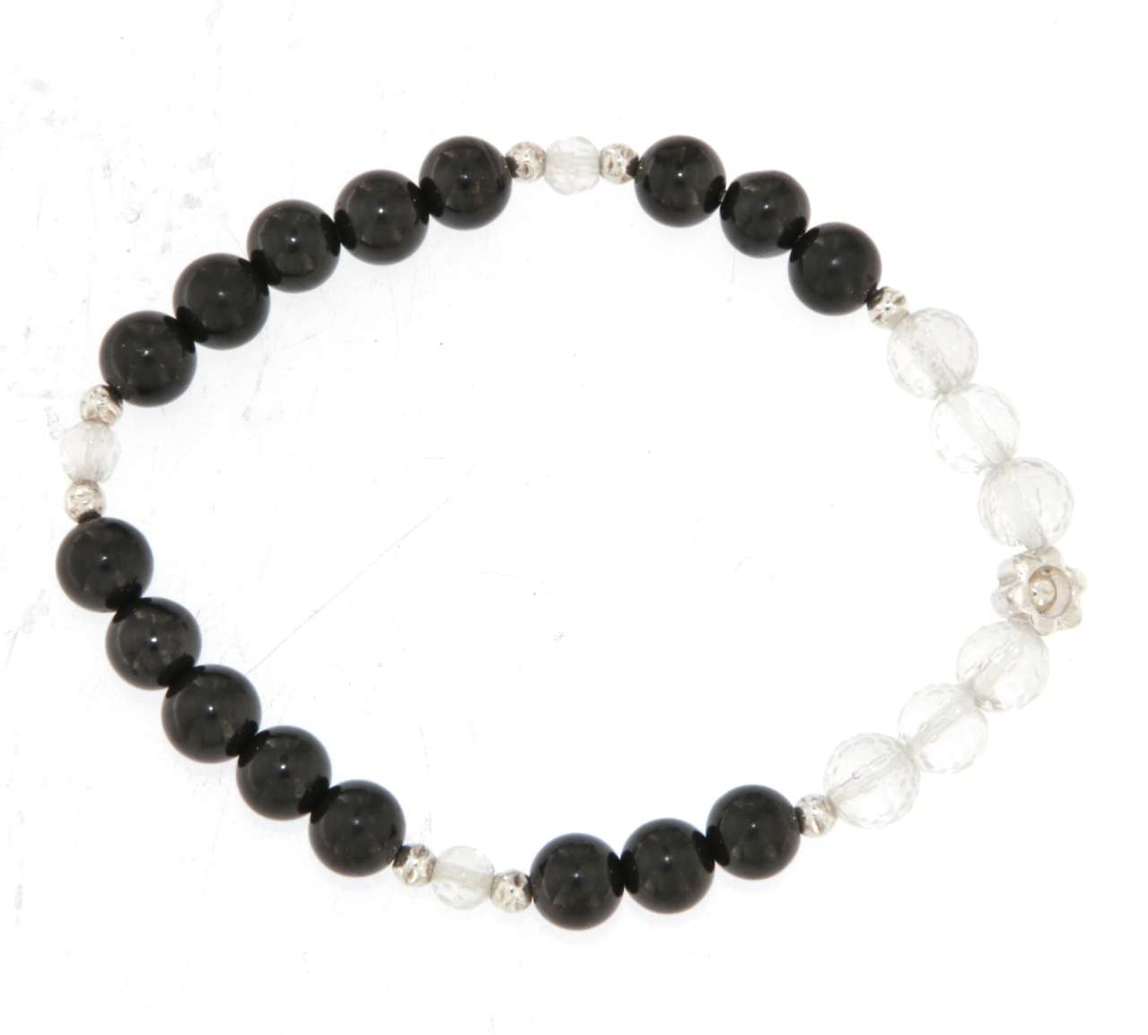 Schungit - Bergkristall - Edelstein Schmuck Armband - 925er Silber - #5778