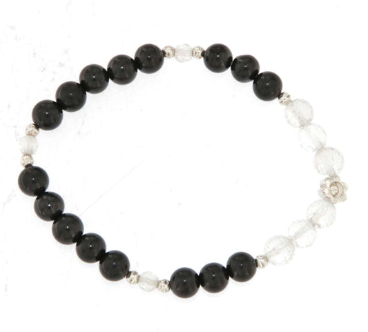 Schungit - Bergkristall - Edelstein Schmuck Armband - 925er Silber - #5778