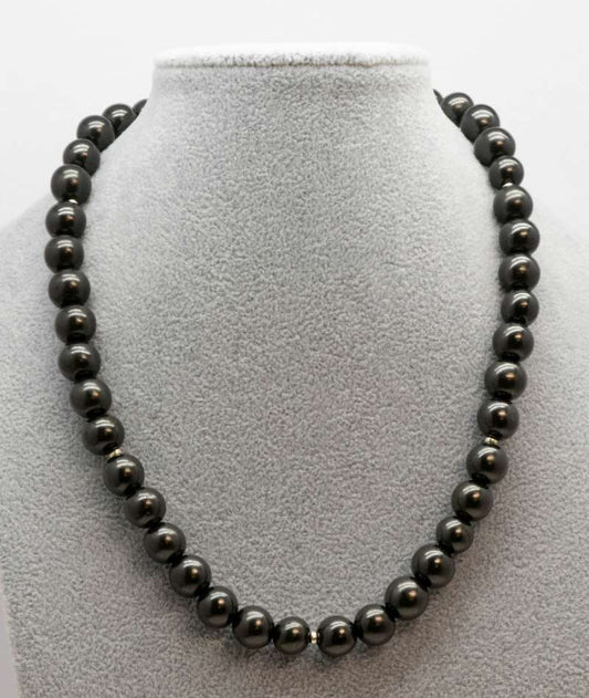 Edelstein Collier Schungit Schmuck Kette - Edelsteinkette - 925er Silber #5742