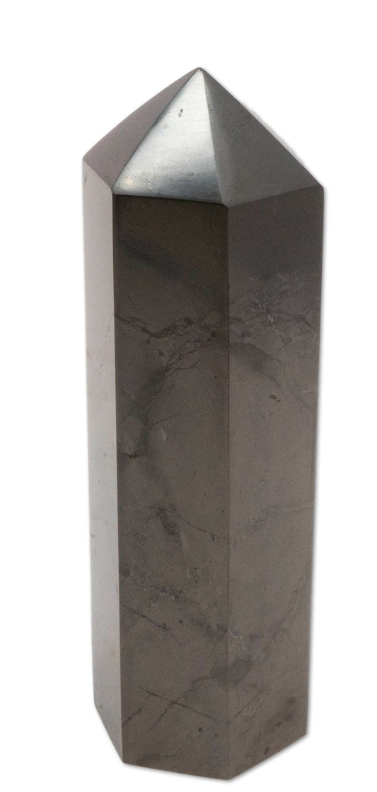 Schungit Obelisk 10cm - poliert - Edelstein #6550