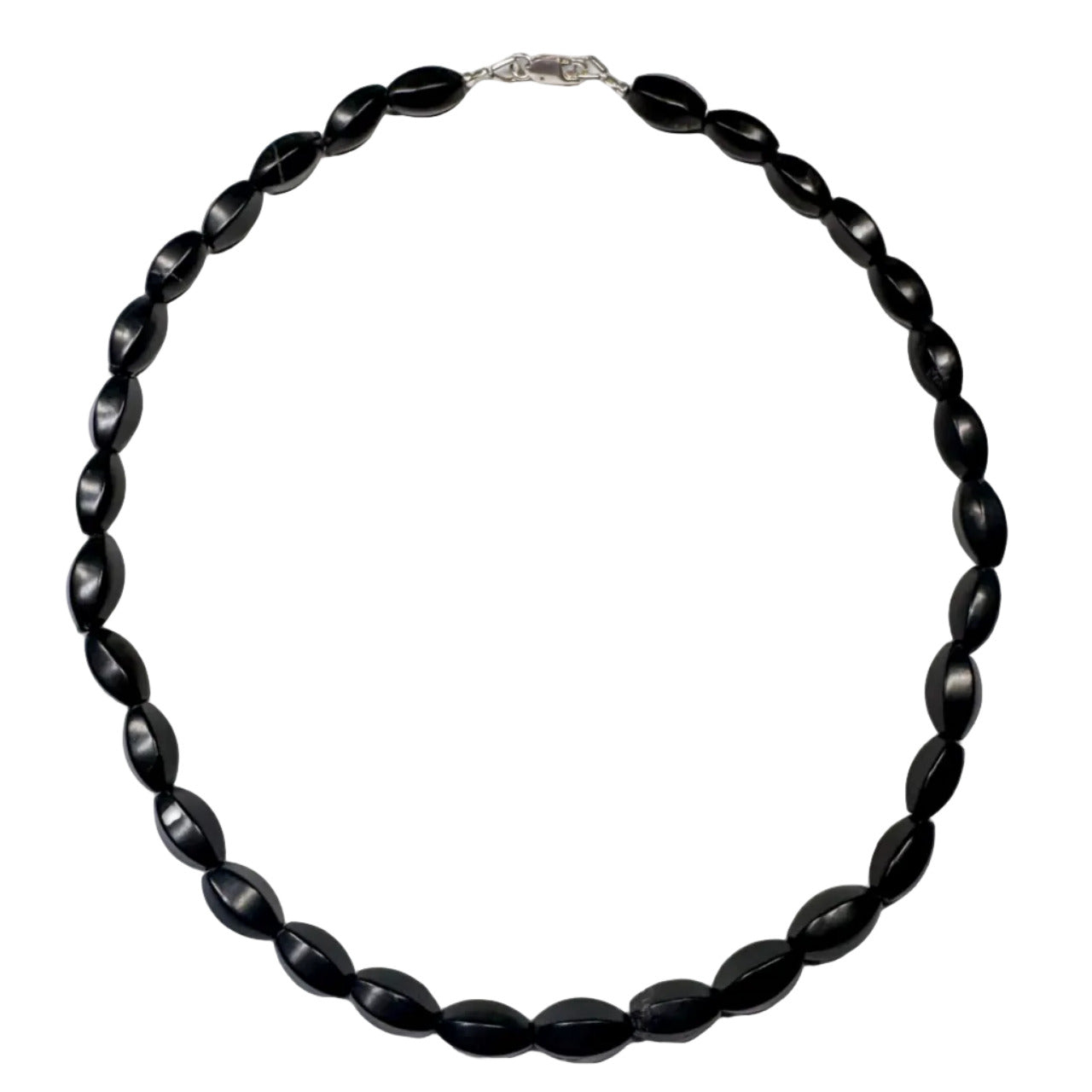 Schungit Edelstein Collier Kette oval - 925er Silber Schmuck #7317