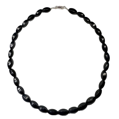 Schungit Edelstein Collier Kette oval - 925er Silber Schmuck #7317