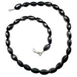 Schungit Edelstein Collier Kette oval - 925er Silber Schmuck #7317