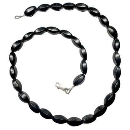 Schungit Edelstein Collier Kette oval - 925er Silber Schmuck #7317