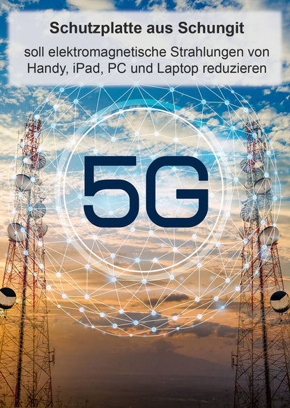 Schungit Handy Platte Infinty - Acht Symbol der Unendlichkeit - rund 30mm poliert - Schutzplatte