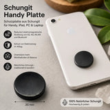Placa redonda de shungit pulida para móvil - Placa protectora - Piedra preciosa