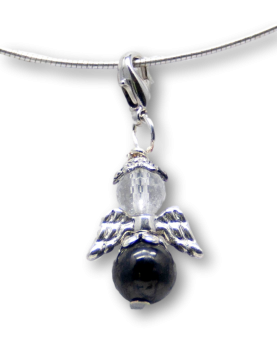edler Schutzengel Schmuck Edelstein Ketten Anhänger - Schungit - Bergkristall Engel - Edelstein #2591