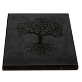 Schungit Platte - Baum des Lebens - Lebensbaum - Untersetzer Glas - 10 x 10 x 1cm, poliert