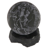 Shungite Sphere with Matte Quartz Gemstone