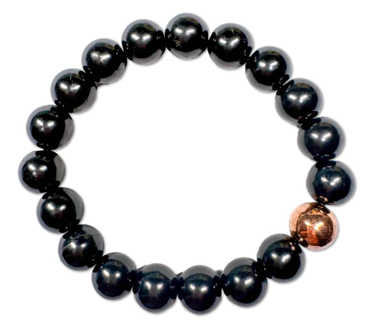 Schungit - Kupfer Kugel Edelstein Schmuck Armband #7308