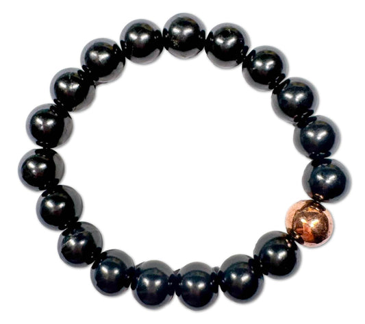 Schungit - Kupfer Kugel Edelstein Schmuck Armband #7308