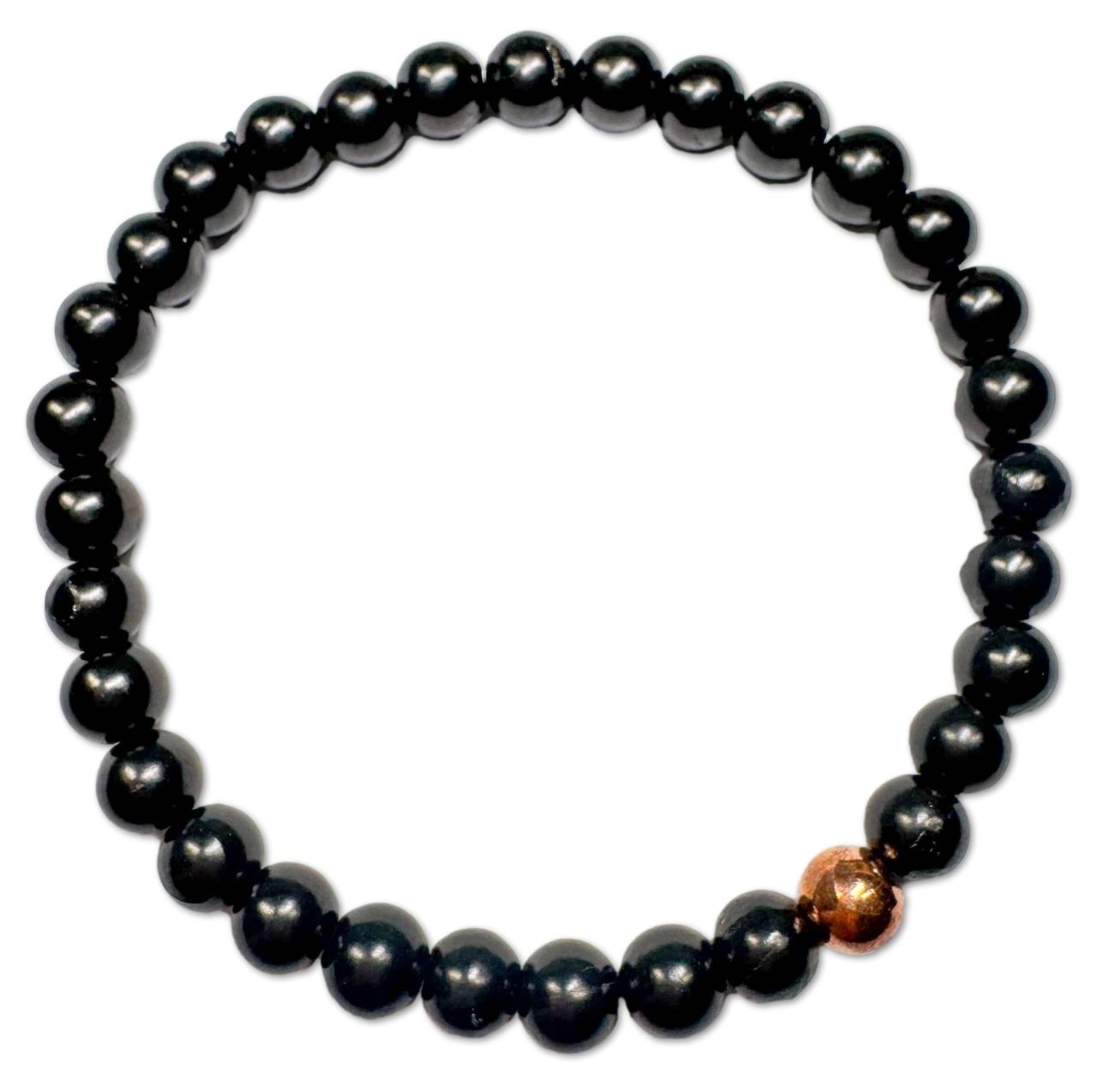 Schungit - Kupfer Kugel Edelstein Schmuck Armband #7312