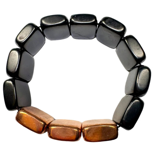 Schungit - Kupfer rechteck Edelstein Schmuck Armband #7313