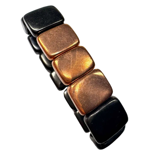 Schungit - Kupfer rechteck Edelstein Schmuck Armband #7313