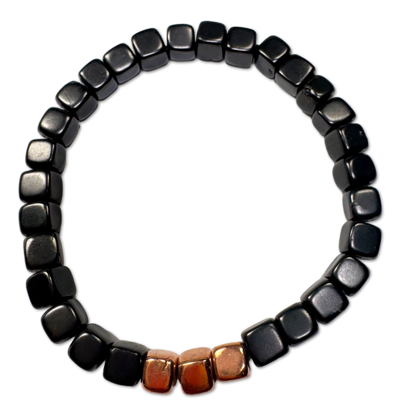 Schungit - Kupfer Würfel 6mm Edelstein Schmuck Armband #7314