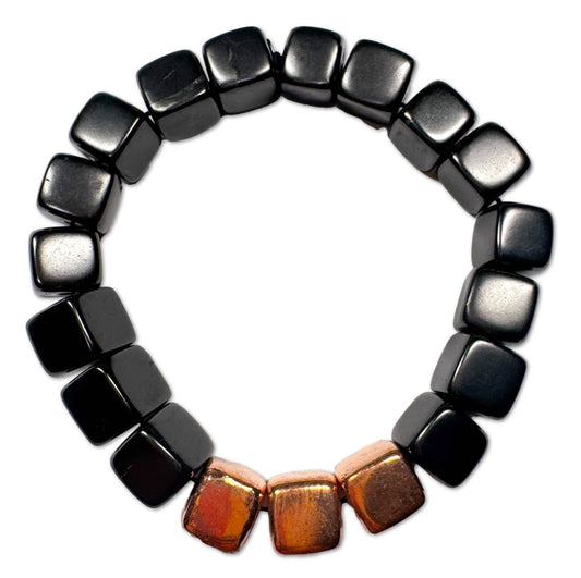 Schungit - Kupfer Würfel Edelstein Schmuck Armband #7309