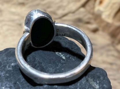 Schungit Schmuck Edelstein Ring aus 935er Silber - Made in Germany - Größe 54 - #5815