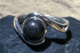 Schungit Schmuck Edelstein Ring aus 935er Silber - Made in Germany - Größe 56 - #7153