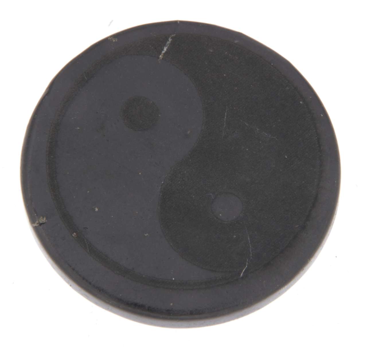 Schungit Handy Platte Infinty - Acht Symbol der Unendlichkeit - rund 30mm poliert - Schutzplatte