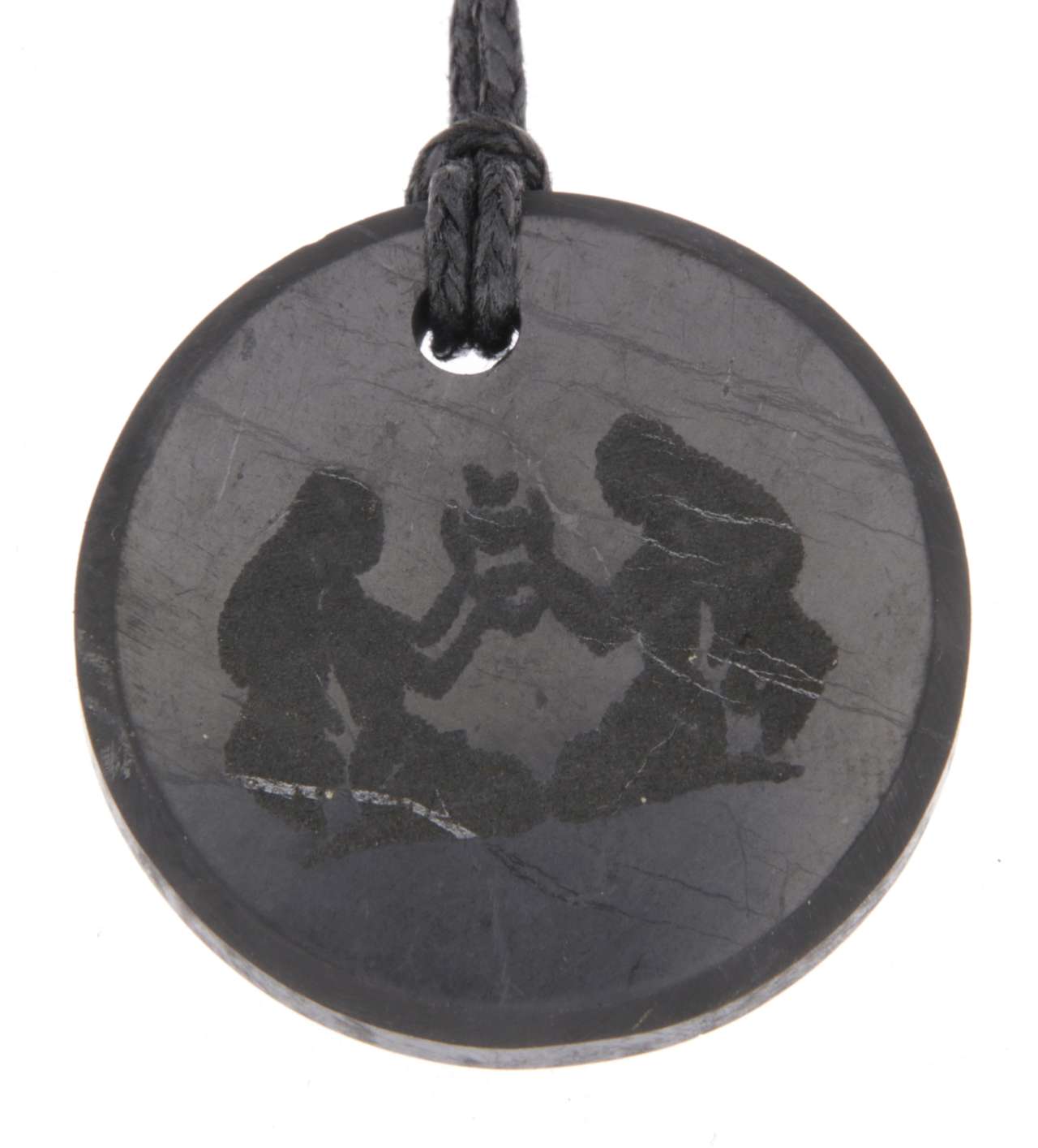 Schungit Sternzeichen Anhänger mit Gravur - Zwillinge - Edelstein - A Qualität #6505