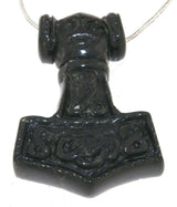 Thor´s Hammer schwarze Jade - handgeschnitzt - Edelstein Schmuck Ketten Thor Anhänger - A Qualität #7303