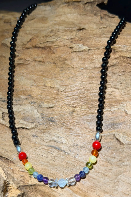 Chakra Edelstein Schmuck Kette schwarzer Turmalin - Amethyst - Bergkristall Collier - 925er Silber #7474 - seelensteinchen