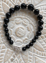 schwarzer Turmalin - Schörl Edelstein Armband - Edelsteinarmband - 925er Silber Schmuck - #6047