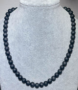 matte schwarzer Turmalin / Schörl Edelstein Schmuck Kette - Edelsteinkette - Collier - 925er Silber #5320